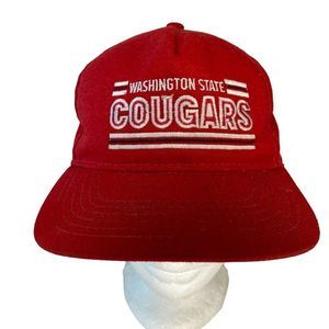 Vintage Washington State Cougars Hat Snap Back Trucker Cap Crimson Script WSU